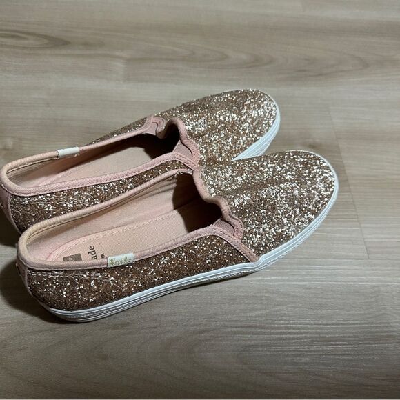 Kate‎ Spade Keds Double Decker Glitter Champagne Gold Sneakers 7 - Picture 2 of 9